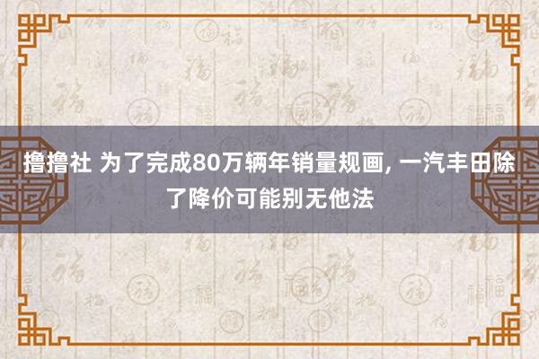 撸撸社 为了完成80万辆年销量规画， 一汽丰田除了降价可能别无他法